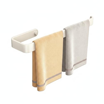 Towel Bar, 13.8-Inch Adhesive Metal Bathroom Rack with No-Drill Mount for Smooth Walls, Hole-Free Installation (1 Piece) - color: White