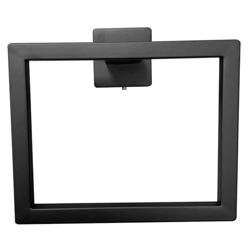 Black Hand Towel Holder, Stainless Steel Matte Black Towel Ring, 6.3 Inch Square Bathroom Hand Holder, Space Saving for Wall