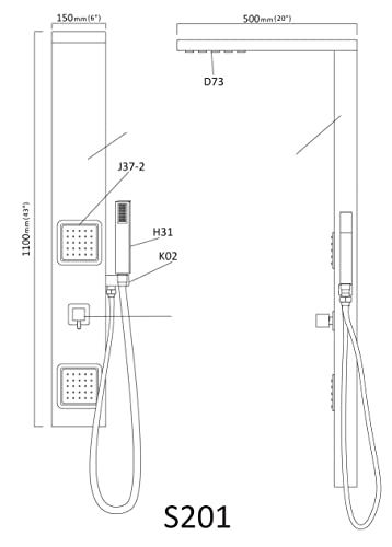 SP11 Killeen Shower Panel, Chrome