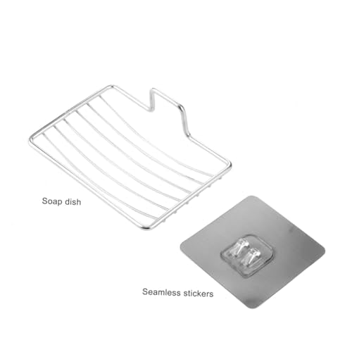 2pcs Double Layer Soap Drainer Wall Mount Soap Holder Stainless Steel Suction Cup Draining Easy Clean Bathroom Supplies