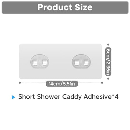 Shower Caddy Adhesive Replacement, Transparent Strong Adhesive Hooks, No Drilling, Waterproof, for Shower Caddy, Bathroom Storage Shelves and Kitchen Racks (Double*4pcs) | No Drilling, Waterproof, for Shower Caddy, Strong Bathroom Storage Shelves and Kitc