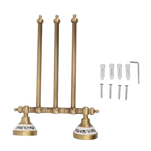Swivel Towel Rack, Multi arm Brass Bathroom Towel Rack wall Mounted 180° Rotation Thicken Hanger bar for Bathroom for Kitchen (Three Rods) - size: Three Rods