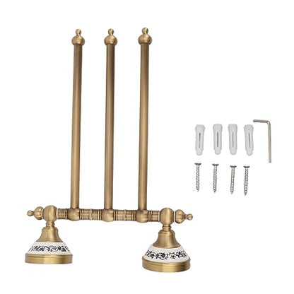 Swivel Towel Rack, Multi arm Brass Bathroom Towel Rack wall Mounted 180° Rotation Thicken Hanger bar for Bathroom for Kitchen (Three Rods) - size: Three Rods
