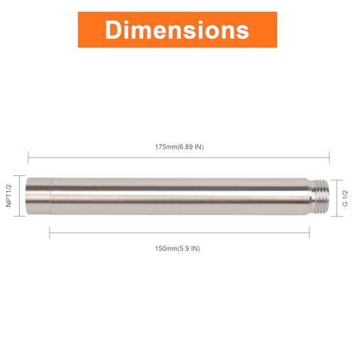 Shower Head Extension Arm, Shower Extender Water Outlet- Lowers Existing, Shower Pipe Extension for Bathroom, Made of Solid Metal Stainless Steel(6 Inch, Brushed Nickel) - color: Brushed Nickel, style: 6 Inch