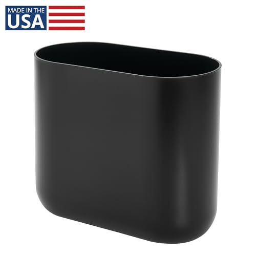 iDesign Small Slim Plastic Bathroom Trash Can, Black | Garbage Can for Bedroom, Office, Desk, Dorm - color: Black, style: Pack of 1