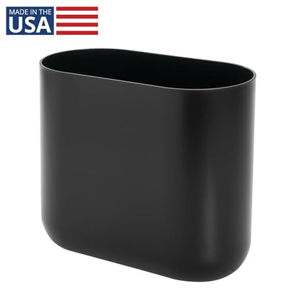 iDesign Small Slim Plastic Bathroom Trash Can, Black | Garbage Can for Bedroom, Office, Desk, Dorm - color: Black, style: Pack of 1
