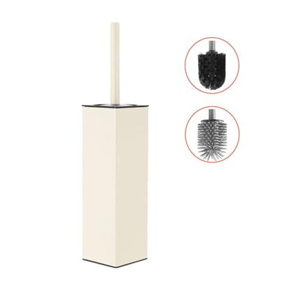 BGL Standing Toilet Brush and Holder Matte White Aluminium Toilet Bowl Cleaner Brush and Holder for Bathroom Storage and Organization, Square Design Sturdy and Space Saving - color: White