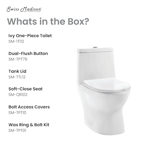 Swiss Madison SM-1T112 Ivy One Piece Toilet Dual Flush - color: Glossy White, size: 12" Rough-in