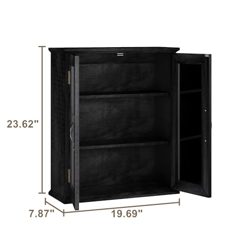 ChooChoo Bathroom Wall Cabinet, Medicine Cabinet with Acrylic Doors, Wall Mounted Over The Toilet Storage Cabinet with Adjustable Shelves for Bathroom, Kitchen, and Laundry Room, Black - color: Black