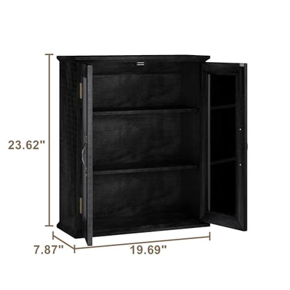 ChooChoo Bathroom Wall Cabinet, Medicine Cabinet with Acrylic Doors, Wall Mounted Over The Toilet Storage Cabinet with Adjustable Shelves for Bathroom, Kitchen, and Laundry Room, Black - color: Black