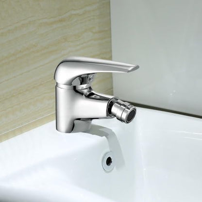 Bidet Faucet with Single Hole-Solid Brass Ceramic Valve Bidet Toilet Attachment for Hot and Cold Water (Chrome)