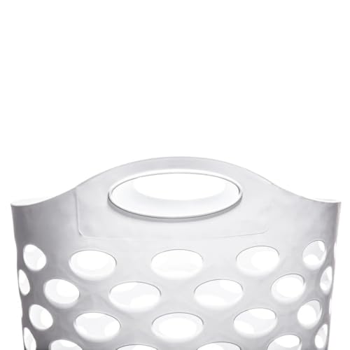 Tall Flex Laundry Basket Plastic Hamper for Clothes, Bedroom, and Storage with Handles 17.75" x 17.25" x 26", White