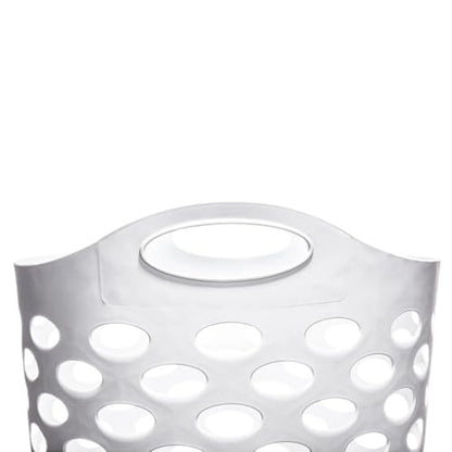 Tall Flex Laundry Basket Plastic Hamper for Clothes, Bedroom, and Storage with Handles 17.75" x 17.25" x 26", White
