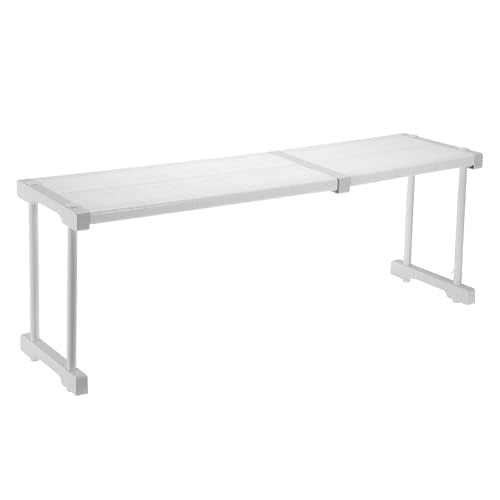 HARFINGTON Expandable Cabinet Tension Shelf 26.38" to 34.65" Adjustable Cabinet Organizer 32" x 9.45" Flower Pattern Table Storage Rack for Wardrobe Cupboard Kitchen Bedroom - size: 67cm to 88cm