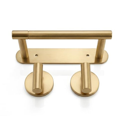 Bathroom Hardware Set Brushed Gold | Toilet Paper Holder, Double Robe Hook, Wall Mounted, Stainless Steel - color: Lasijin