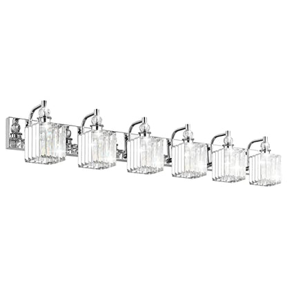 Ralbay Crystal Vanity Light 6 Light 48''Modern Chrome Bathroom Vanity Lighting Over Long Mirror Crystal Bathroom Wall Lighting Fixtures - color: Square-Chrome, size: 48 inch
