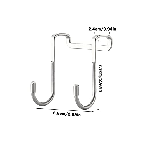 Over The Door Drawer Cabinet Hook Holder, 304 Stainless Steel Double S-Shaped Hook Hanger Metal Heavy Duty Free Punching Door Back Hanging Clothes Organizer for Towel Cloth Bags Sundries (2pcs)