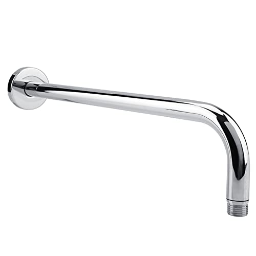 Yctze Extra Long Shower Arm with Wall Fixed Chrome Finish, Stainless Steel Rain Replacement Flange Set, 18in Extension Pipe for Rain Shower