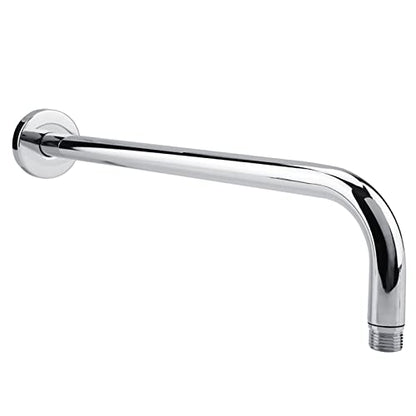 Yctze Extra Long Shower Arm with Wall Fixed Chrome Finish, Stainless Steel Rain Replacement Flange Set, 18in Extension Pipe for Rain Shower