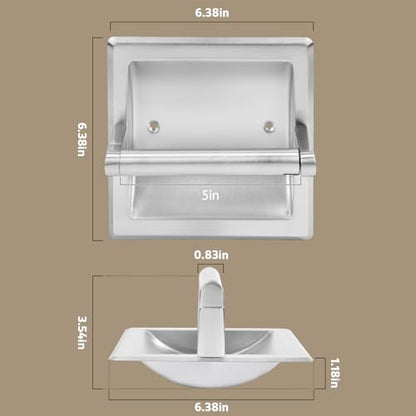 Recessed Toilet Paper Holder for Rolls, Pivoting Stainless Steel in Wall Toilet Paper Holder, Wall Mounted Bathroom Tissue Roll Dispenser with Modern Brushed Nickel Finish - color: Recessed Brushed Nickel