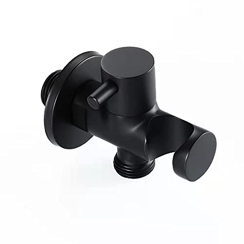 Handheld Shower Head Holder with Hose Connector Shower Head Shut Off Valve Shower Wand Holder Wall Mount Hand Held Shower Handle Sprayer Holder Toilet Bidet Spray Head Bracket Matte Black - color: Black