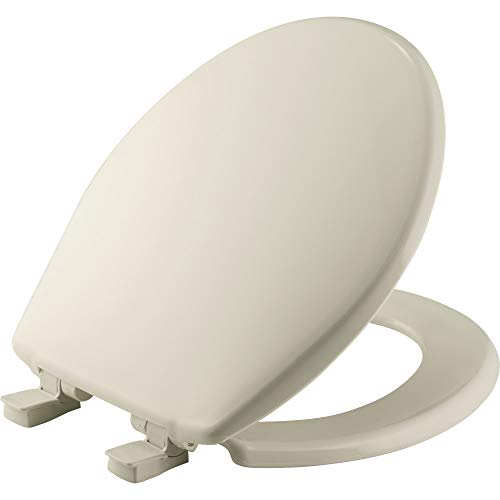 Bemis 730SLEC Slow Close Toilet Seat, Easy Clean Hinges and Durable Plastic Seat, Made in USA, Round, Biscuit - color: Biscuit, size: Round