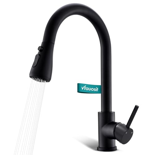 VFAUOSIT Black Kitchen Faucet with Pull Down Sprayer, High Arc Design | cUPC and CEC Certified, Lead-Free SUS304 Steel, 3 Spray Modes, 360° Swivel, Fingerprint-Resistant Finish, Ceramic Disc Valve - color: Matte Black