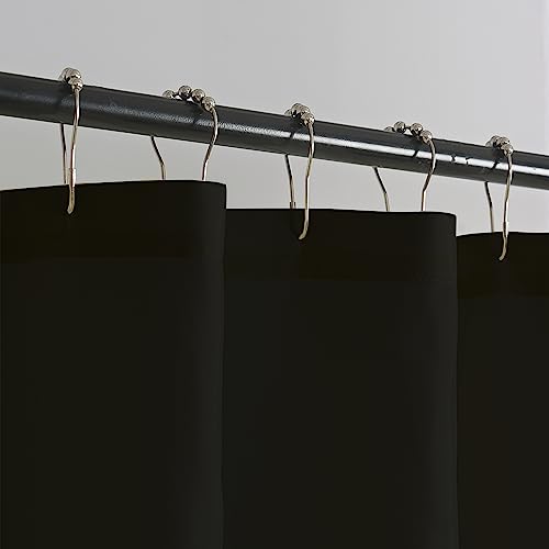 Waterproof Nylon Fabric Shower Curtain or Liner Machine Washable & Breathable Black 72x78inch (Standard Size) 1 Panel