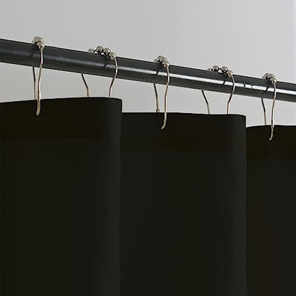 Waterproof Nylon Fabric Shower Curtain or Liner Machine Washable & Breathable Black 72x78inch (Standard Size) 1 Panel