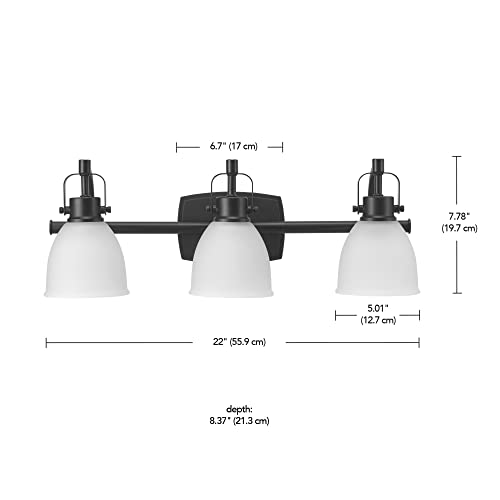 Globe Electric 52090 Gilroy 3-Light 25W Integrated LED Vanity Light with Selectable Color Temperature, Matte Black, Frosted Glass Shades, 1780 Lumens, 3000K-4000K-5000K Switch, Energy Star Certified - color: Matte Black, Frosted Glass