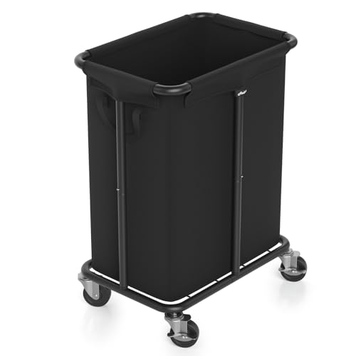 Hodonas Laundry Basket with Wheels, Rolling Laundry Hamper, 46 Gallons (170L), Removable and Machine Washable Liner, Steel Frame, Large Laundry Cart for Laundry Room, Bedroom, Bathroom, Dorm - Black - color: Black