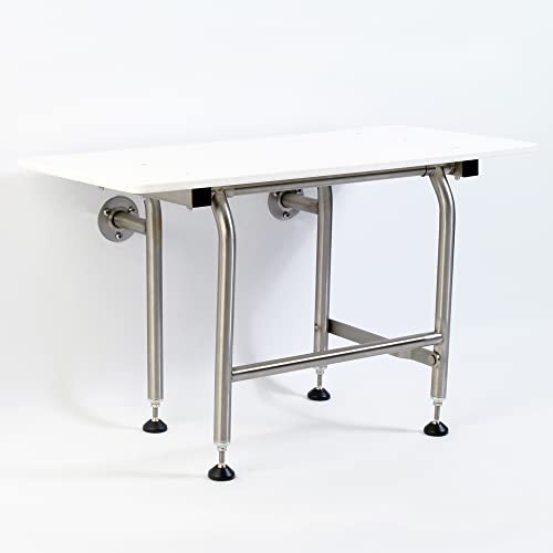 HDP Shower Seat With Legs - ADA Heavy Duty Chair for Inside Shower 400lbs | 304 Stainless Steel | for Elderly and Disabled | Folding Wall Mounted | 26" x16" - size: 26