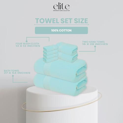 8-Piece Zero Twist Cotton Bath Towel Set – 100% Cotton Luxury Towels – Ultra Soft, Fluffy & Absorbent – Quick Dry, Durable & Fade Resistant – Spa Quality Bath, Hand & Washcloth Set (Placid Blue) - color: Placid Blue