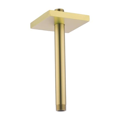 RANDOM Straight Shower Arm with Flange,Gold 8 Inches Ceiling Mount Shower Head Extension Arm,Brushed Gold.RD-91038-8BG-SQ - color: 8″ Brushed Gold(Square Flange)