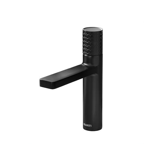 Ruvati Emilio Single Handle Diamond Pattern Knurled Bathroom Faucet Round in Gunmetal Black PVD - RVF5133BL - color: Gunmental Black