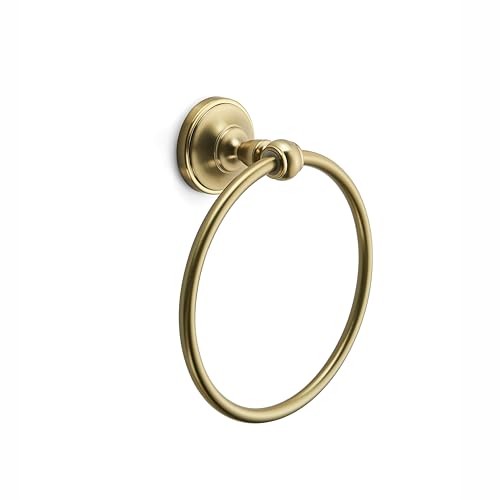 khtumeware 1 Pack Champagne Bronze Bath Towel Ring, Bathroom Hardware Accessories Heavy-Duty Hand Towel Holder for Bathroom, Modern Round Towel Hanger Wall Mounted - color: Champagne Bronze, size: 6.50" Face Towel Ring