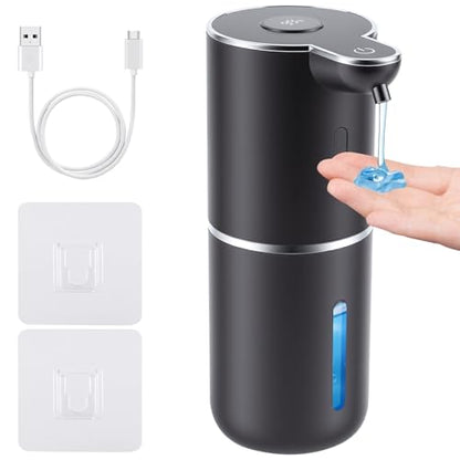 Automatic Soap Dispenser, Hand Soap Dispenser 12.8oz/380ml Smart Rechargeable, Liquid Touchless Soap Dispensers with 6-Level, Wall Mounted or Countertop Dish Soap Dispensing for Bathroom & Kitchen - color: Black