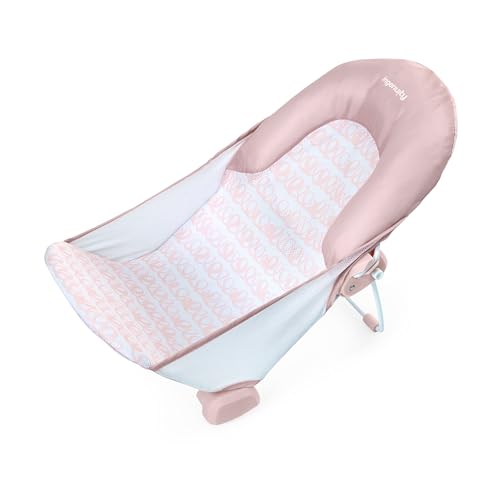 Ingenuity Foldaway 2-Position Bather, 2-Position Adjustable Support Baby Bath seat for Sink or Bathtub, Ages 0-6 Months, up to 20 pounds, Pink - color: Pink, size: 1 Count (Pack of 1)