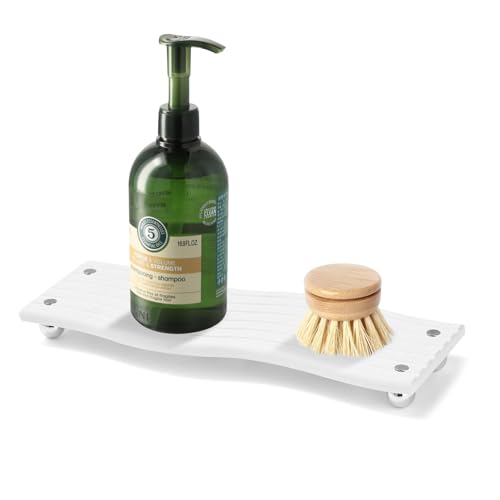 Water Absorbing Stone Tray for Sink,Quick Drying Diatomaceous Earth Coasters Sink Caddy Organizer,Soap Dish Holder & Toothbrush Holder for Bathroom Counter， Toiletries（White, 11.8" x 4.33"） - color: White, size: 11.8" x 4.33" x 0.36"