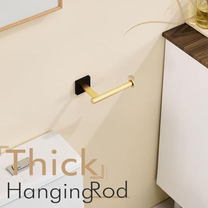 KOKOSIRI Toilet Paper Holder Toilet Roll Holders Hold Mega Rolls Kitchen Bathroom Tissue Paper Dispenser Black with Gold Stainless Steel, B2008GDK - color: Black Gold, size: Vertical