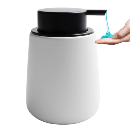 Soap Dispenser Ceramic with Easy-to-Press Pump Hand Lotion Liquid Dispenser for Shampoo Bathroom Kitchen 12 oz Black White - color: Blackwhite