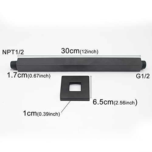 Enga Brass 12-Inch Ceiling Mount Shower Arm (Black) - color: Matte Black, style: 12 Inch
