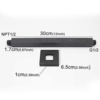 Enga Brass 12-Inch Ceiling Mount Shower Arm (Black) - color: Matte Black, style: 12 Inch