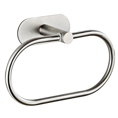 Towel Ring Self Adhesive No Drill Hand Towel Holder for Bathroom SUS 304 Stainless Steel Brushed Nickel Towel Rack(Silvery)