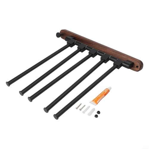 Wood Swivel Towel Rack Wall Mounted, 2-5 Arm Rotating Towel Bar Holder for Bathroom Kitchen, Rustproof Aluminum Alloy and Wood Towel Hanger Organizer(4) - size: 4