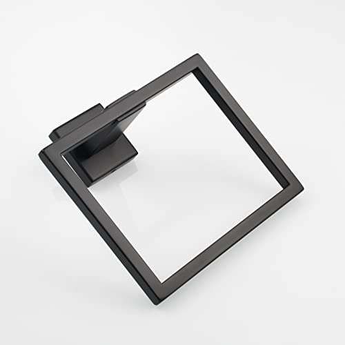 Black Hand Towel Holder Stainless Steel Square Towel Ring for Bathroom Wall Mount, SBH239B - color: Black