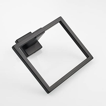 Black Hand Towel Holder Stainless Steel Square Towel Ring for Bathroom Wall Mount, SBH239B - color: Black
