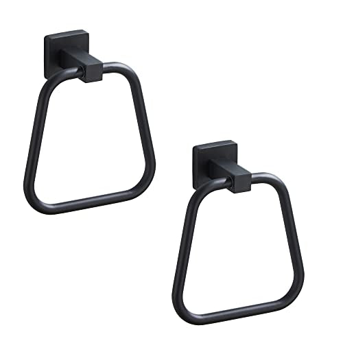 Matte Black Towel Ring for Bathroom 2 Pack, Kitchen Bath Towel Holder Hangers Wall Mount Heavy Duty Stainless Steel - color: Matte Black, size: 2 Pack