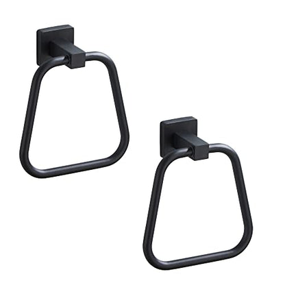 Matte Black Towel Ring for Bathroom 2 Pack, Kitchen Bath Towel Holder Hangers Wall Mount Heavy Duty Stainless Steel - color: Matte Black, size: 2 Pack