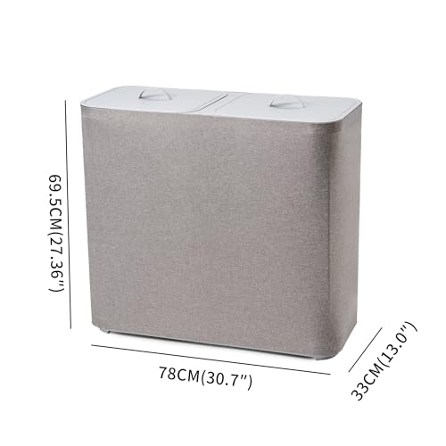 150L Laundry Hamper with Lid,Large Portable 2 Dividers Dirty Clothes Basket | with Handles for Bedroom Laundry Room Closet Bathroom College Dorm, Grey
